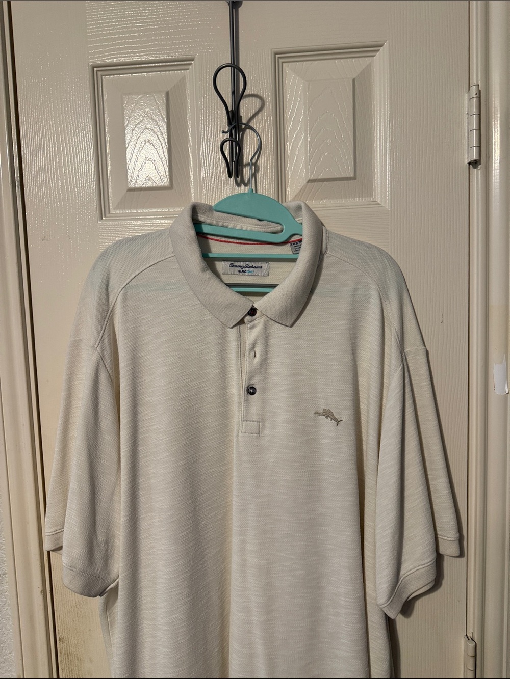 Tommy Bahama Men's Cream Polo with Subtle Embroidered Logo
